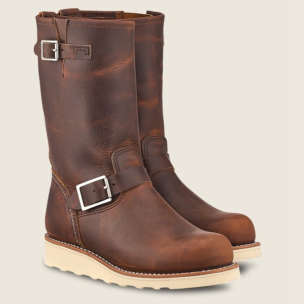 Red Wing Womens Classic Engineer - Tall Rough & Tough Leather - Heritage Boots Dark Brown - 9847IAPU